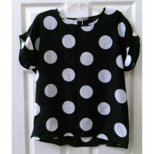 NWT - Black & White Polka Dot Short Sleeve Top - M